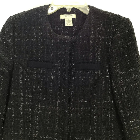 Vertigo Paris Women’s Tweed Boucle Fringe Wool Blend Jacket Coat Size Small - Picture 4 of 10
